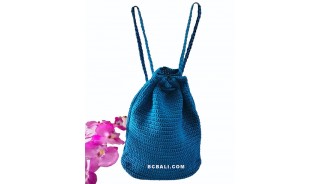 Cotton Handwoven Backpack Medium Size Blue